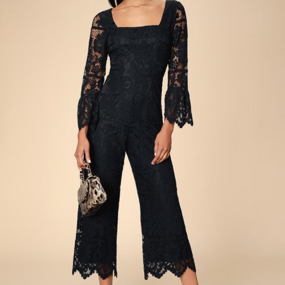Lulu’s Women’s Black Lace Jumpsuit